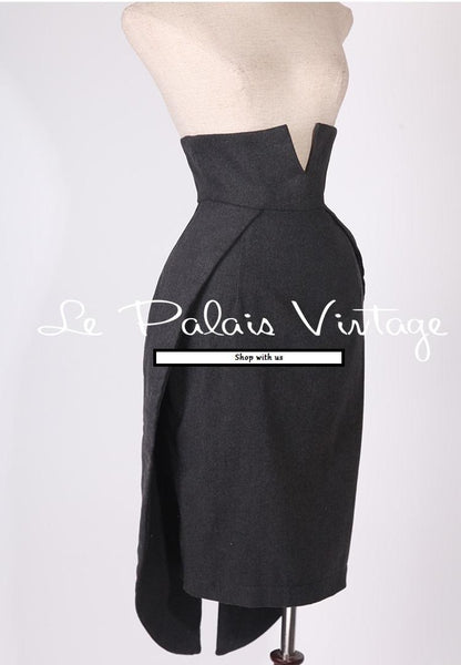 Le Palais vintage retro grey tail coat skirt- Diot